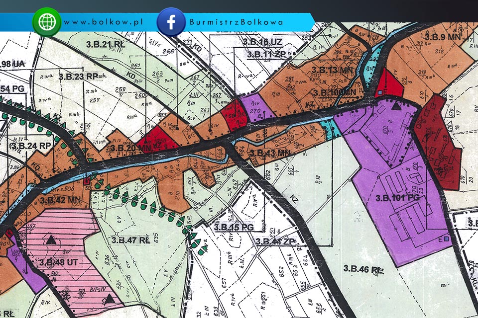 mapa z planem zagospodarowania przestrzennego dla sołectwa lipa w gminie Bolków